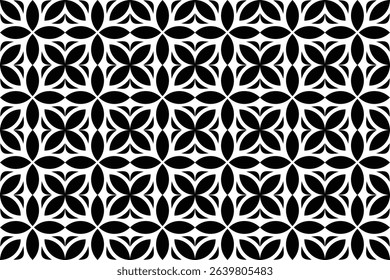 black and white floral geometric pattern