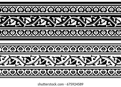 black and white floral horizontal border