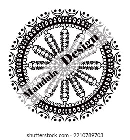 Black and white floral mandala.Cute vintage mandala design.