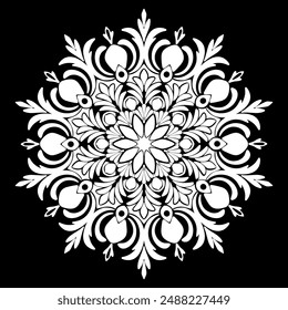 Black and white floral ornament ,mandala pattern decorative .