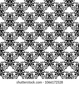 Black and white floral ornaments. Seamless pattern for textile and wallpapers