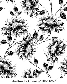 Black and white  floral pattern