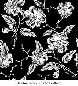 Black White Floral Pattern Stock Vector (Royalty Free) 546729643