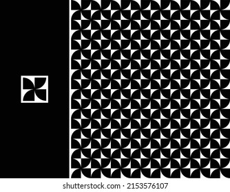 Black and White Floral Pattern Background - Vector Illustration