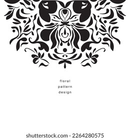 Black and white floral pattern, banner design, place for text