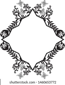Black and white floral pattern design, for decoration greeting card. Vector