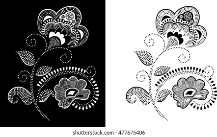 black and white floral pattern design element