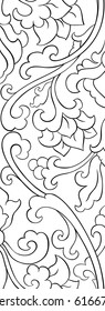 Black and white floral pattern. Filigree ornament. Stylized template for wallpaper, textile, shawl, carpet and any surface.