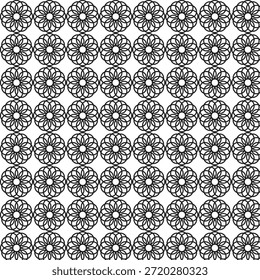 Black and White Floral Pattern - Geometric Flower Design
