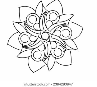 Black and white floral pattern illustration design for coloring