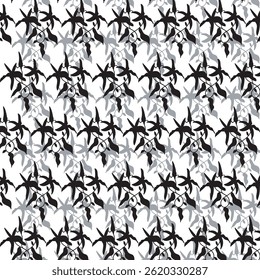Black And White Floral Pattern Monochrome Botanical Design Elegant Flower Motifs Contrast Petals Grayscale Blossoms Abstract Seamless Repeat Artistic Flora Drawing