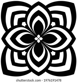 Black and white floral pattern on white background