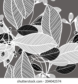 Black and White Floral pattern seamless, Eps 10