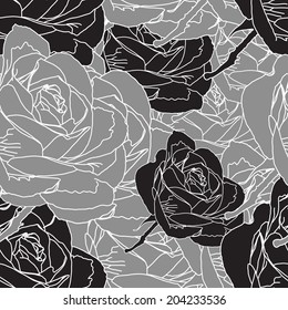 Black and White Floral pattern seamless, Eps 10