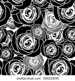 Black and White Floral pattern seamless, Eps 10