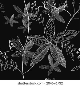 Black and White Floral pattern seamless, Eps 10