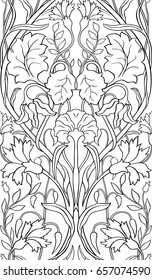 Black and white floral pattern. Seamless filigree ornament. Stylized template for 
wallpaper, textile, carpet and any surface.