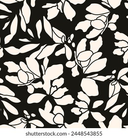 Patrón floral blanco y negro. Patrón de collage de moda. Plantilla de moda para el diseño. 