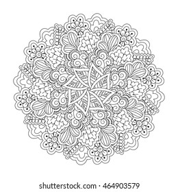 Black and white floral pattern. Vector illustration.