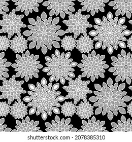Fondo del patrón de repetición floral en blanco y negro