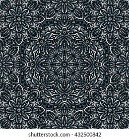 black and white floral seamless background - vector illustration. eps 8
