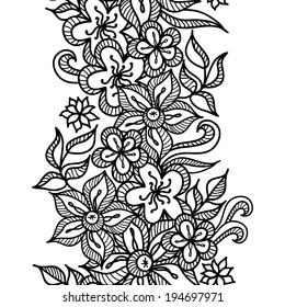 Black and white floral seamless pattern