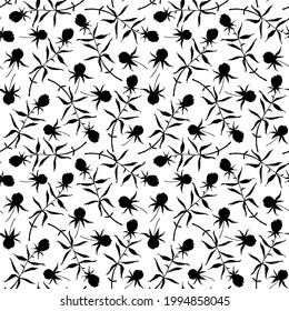 black and white floral seamless pattern, endless repeatable flower texture