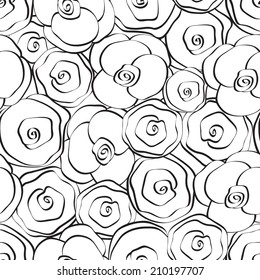 Black and white floral seamless pattern