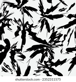 Black and white floral seamless pattern. Elegant botanical spring flowers. Hand drawn fabric, gift wrap, wall design. Nature ornament for textile.