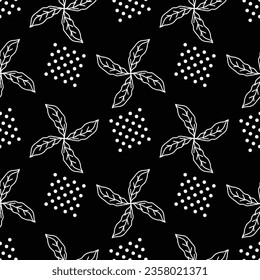 Black and white floral seamless pattern. Vector graphic illustration for fashion t shirt, textile design, all over printing. 