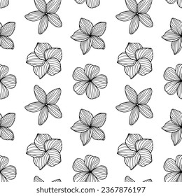 Black and white floral seamless pattern with delicate small flowers. Vector pattern for children's and women's textiles, wrapping paper, wallpaper, covers, backgrounds.