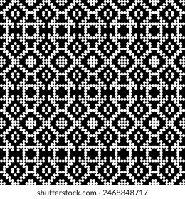 Black and white floral seamless pattern vector background for retro fabric design