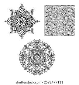 Black and White Floral Seamless Pattern Elegant Botanical Design for Textiles and Wallpapers