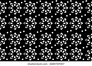 Black and white floral seamless pattern