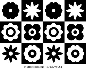 Black and White Floral Seamless Pattern and Wrapping Paper