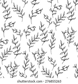 Black and white floral seamless pattern. Vector illustration