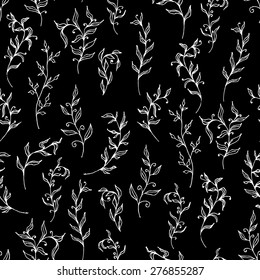 Black and white floral seamless pattern. Vector illustration