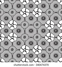 Black and White Floral Seamless Pattern Consisting of Poppies.