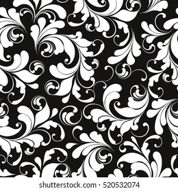 Black and white floral seamless pattern. The background for a contrasting design..