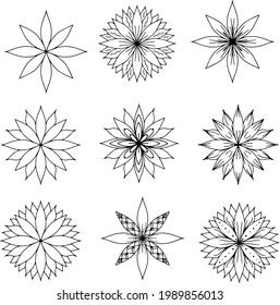 Black and white floral set for creating patterns