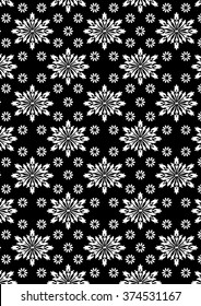 Black and white floral stencil pattern .