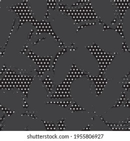 Black and White Floral tropical botanical seamless pattern dotted background for fashion textiles and graphics