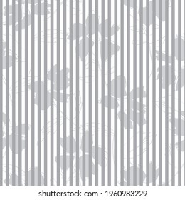 Black and White Floral tropical botanical seamless pattern with striped background for fashion textiles and graphics