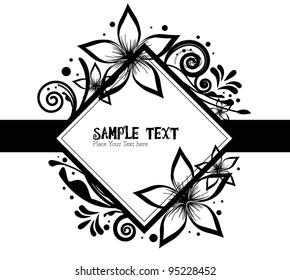 black white floral vector