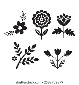 Black and White Floral Vector Collection