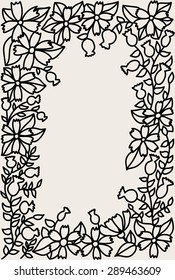 Black and White floral vector frame. Centaurea.