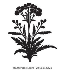 Black and white floral vector illustration with leaves and blossoms in a seamless vintage style