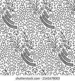 Schwarz-Weiß-Blumen-Vektorgrafik Nahtloses Muster. Fantastisch für klassisches Produktdesign, Stoff, Hintergründe, Einladungen, Verpackungsprojekte. Oberflächenmuster-Design.