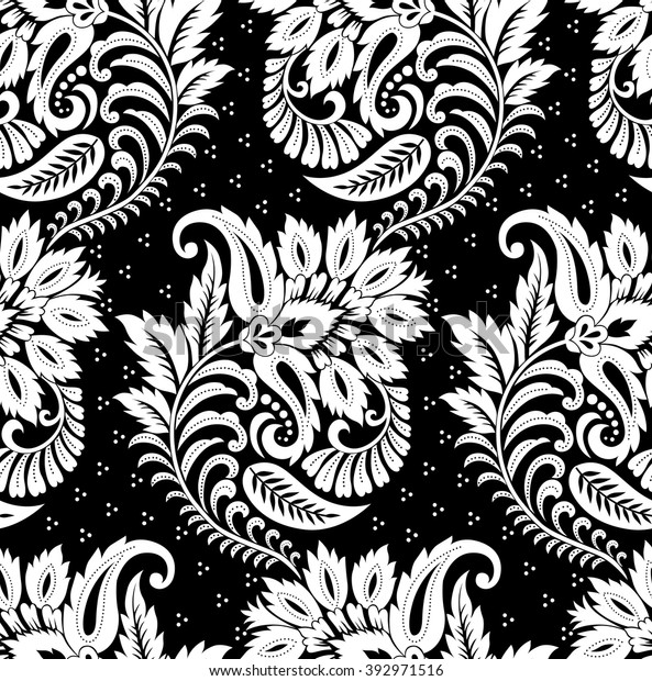 Black White Floral Wallpaper Stock Vector (Royalty Free) 392971516