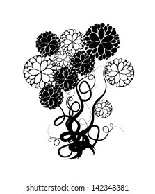 black white flower abstraction